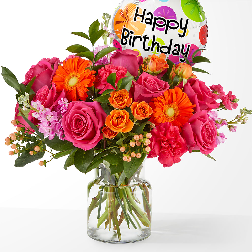 Fiesta Bouquet with Birthday Balloon – DANNY'S FLOWERS & GIFTS, Livonia MI