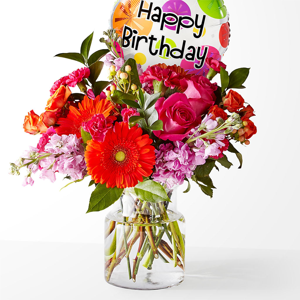 Fiesta Bouquet with Birthday Balloon – DANNY'S FLOWERS & GIFTS, Livonia MI