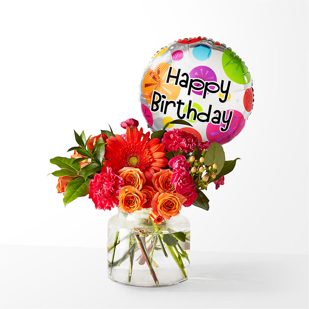 Fiesta Bouquet with Birthday Balloon – DANNY'S FLOWERS & GIFTS, Livonia MI