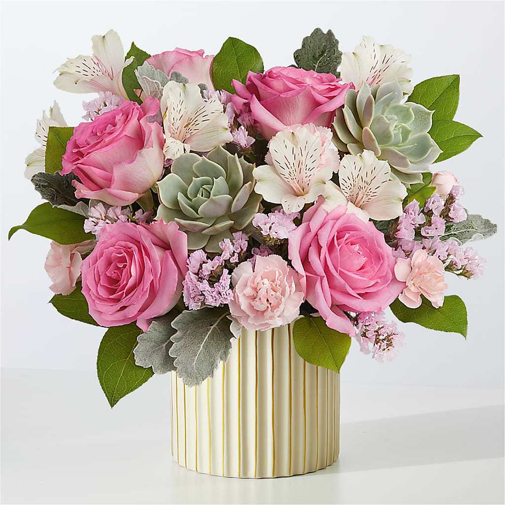 Dusty Rose Bouquet with Ivory Vase – DANNY'S FLOWERS & GIFTS, Livonia MI