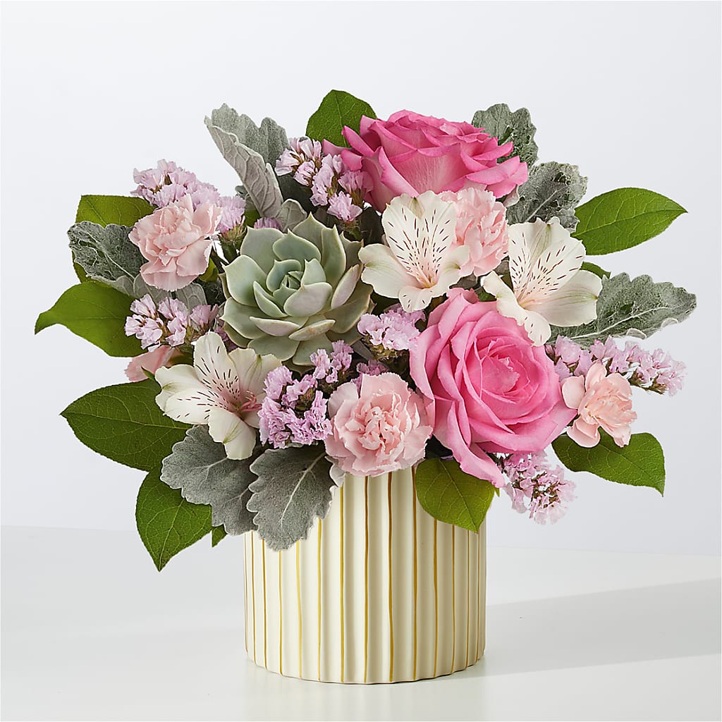 Dusty Rose Bouquet with Ivory Vase – DANNY'S FLOWERS & GIFTS, Livonia MI