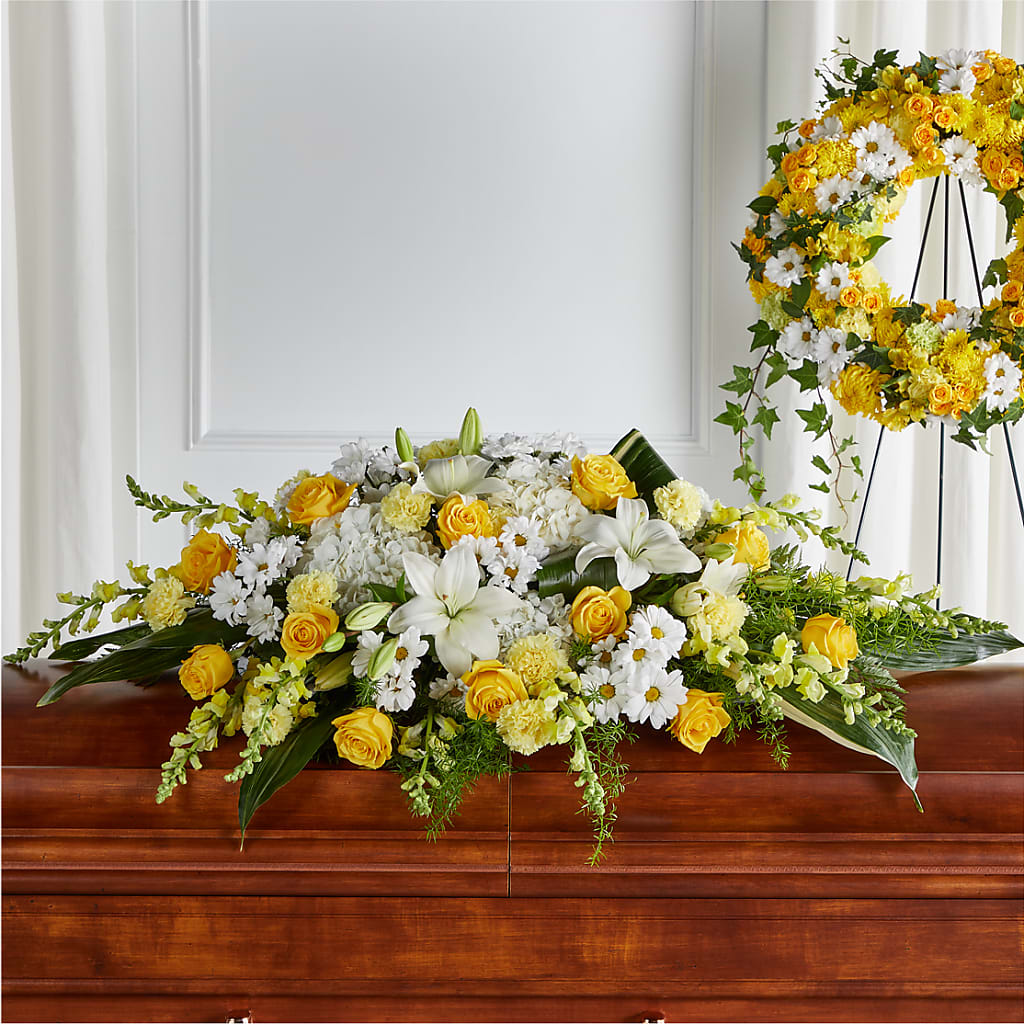 Golden Harmony Casket Spray – DANNY'S FLOWERS & GIFTS, Livonia MI