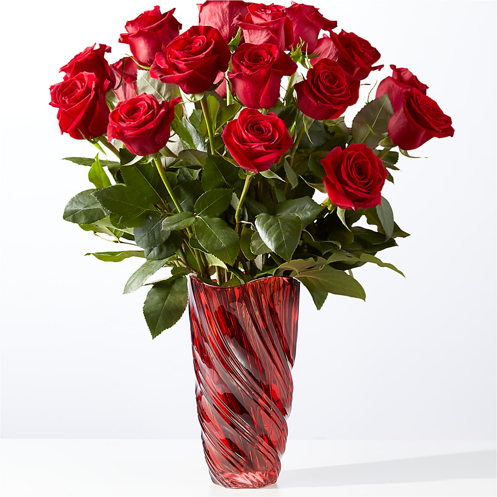 Classic Love Red Rose Bouquet with Luxe Swirl Vase – DANNY'S FLOWERS & GIFTS, Livonia MI