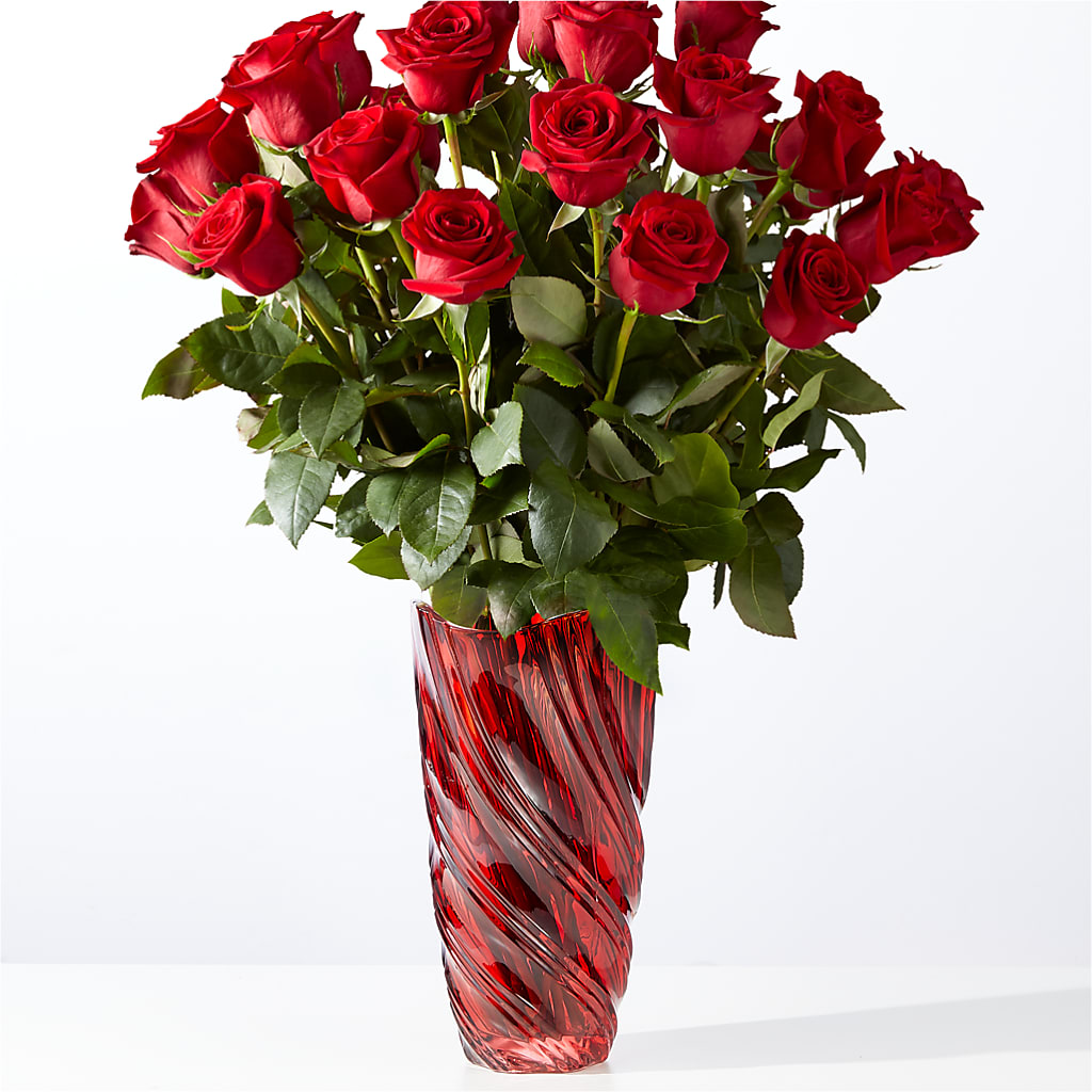 Classic Love Red Rose Bouquet with Luxe Swirl Vase – DANNY'S FLOWERS & GIFTS, Livonia MI