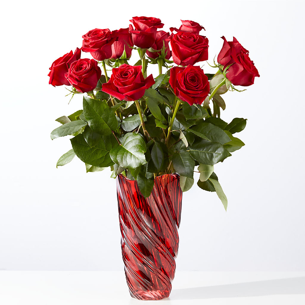 Classic Love Red Rose Bouquet with Luxe Swirl Vase – DANNY'S FLOWERS & GIFTS, Livonia MI