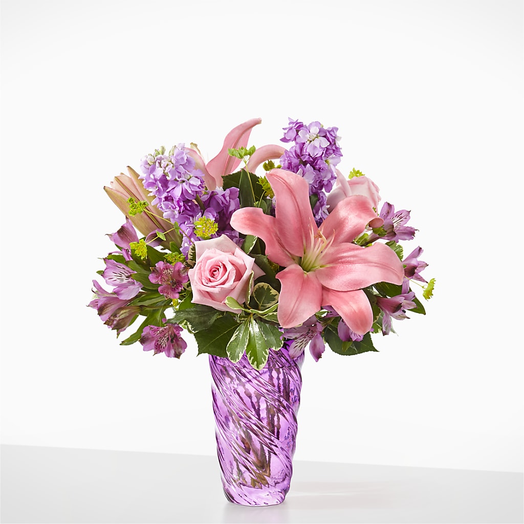 Precious Petals Bouquet with Luxe Swirl Vase – DANNY'S FLOWERS & GIFTS, Livonia MI