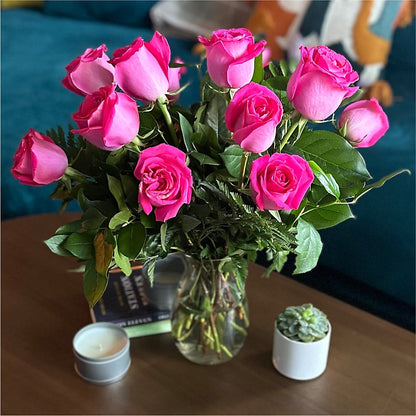 Long Stem Pink Rose Bouquet – DANNY'S FLOWERS & GIFTS, Livonia MI
