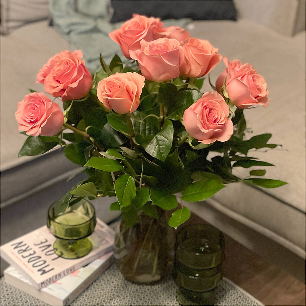 Long Stem Pink Rose Bouquet – DANNY'S FLOWERS & GIFTS, Livonia MI