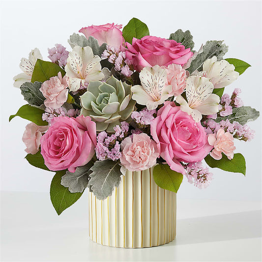 Dusty Rose Bouquet with Ivory Vase – DANNY'S FLOWERS & GIFTS, Livonia MI