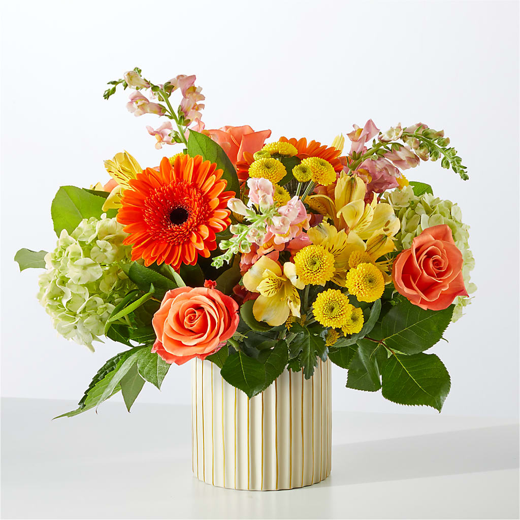 Autumn Sunshine Bouquet with Ivory Vase – DANNY'S FLOWERS & GIFTS, Livonia MI